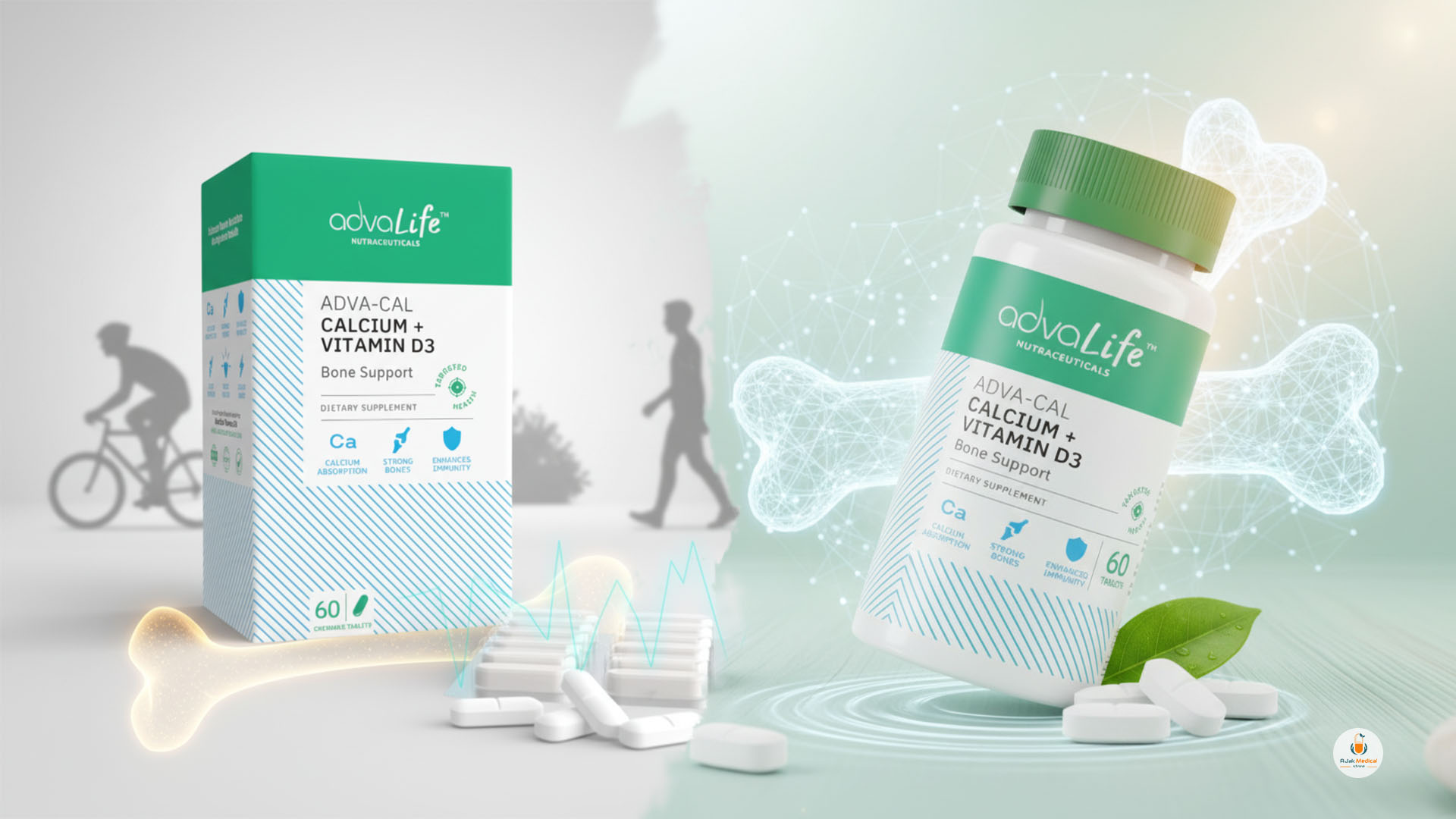 Adva-Cal (Calcium + Vitamin D3) Chewable Tablets: Supporting Strong Bones and Muscles | Ajak Medical