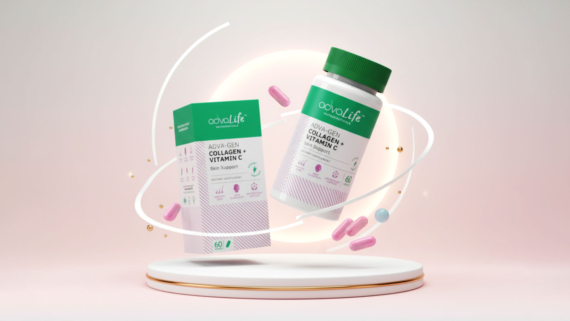 Glow & Stay Strong with Adva-Gen COLLAGEN + VITAMIN C Capsules - Ajak Medical